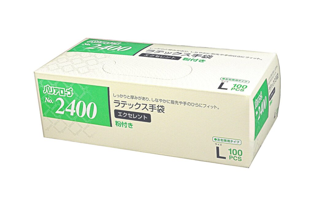 バリアローブ ラテックス手袋 エクセレント 粉付 L 100枚入